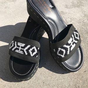 Donald Pliner beaded leather slide sandal